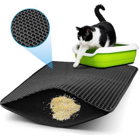 1 tapis litière chat, design nid d'abeille, double couche imperméable EVA, pour réduire les projections de litière (1/4)