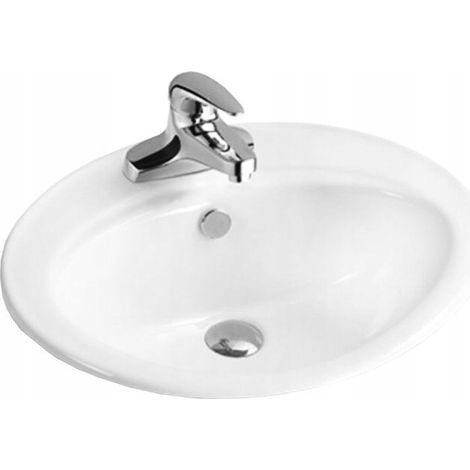 Lavabo cerámico sobre encimera 56x46x20 cm, Blanco