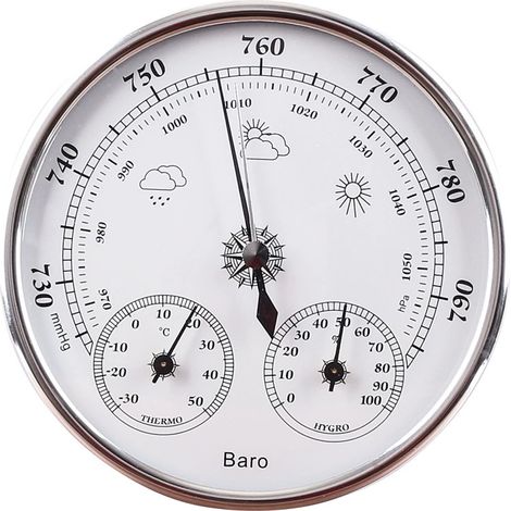 Lntyq Zifferblatt Thermometer Hygrometer mit 130mm Thermometer Hygrometer und Atmosphärendruck Barometer Thermometer Hygrometer mit Rahmen (1/4)