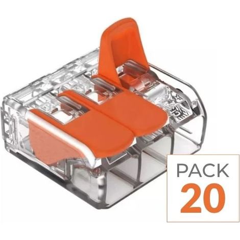 Pack de  20 - Borne de raccordement à levier 3 entrées - SILAMP (1/2)
