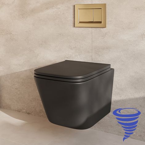 LOMAZOO Pack WC suspendu avec réservoir encastré carré noir -
