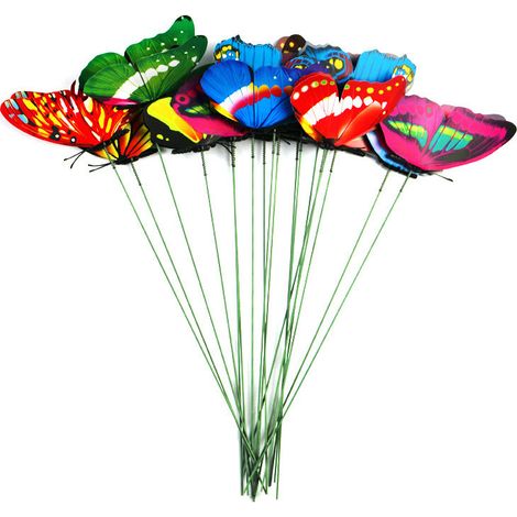 Lot de 10 décorations jardin papillon 3D – Papillons artificiels sur tige à planter – Pour pots de fleurs, parterres, terrasse et intérieur/extérieur (1/5)