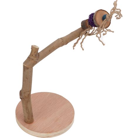 Perchoir pour perroquet en bois naturel, amovible et sécurisé, avec base, pour oiseaux et perroquets. (1/5)