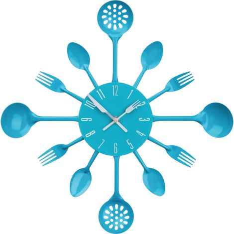 Premier Housewares Blue Cutlery Metal Wall Clock (1/5)