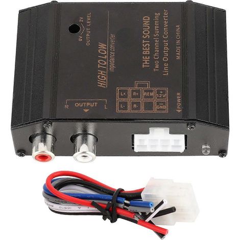 Adaptateur convertisseur de niveau audio haut/bas pour haut-parleur de voiture 12 V, connecteur RCA, anti-interférences (1/4)