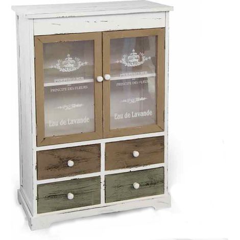 Mobile madia anticato con cassetti vetrina cm 58 x 29 x 85 h