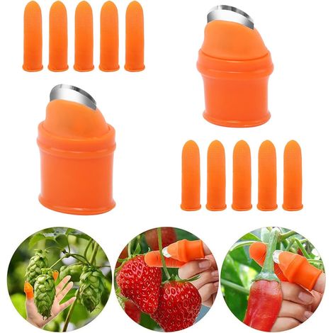 Couteau À Pouce,Couteau À Doigt Silicone,Couteau Cueillette Fruits,Séparateur Coupe Pouce,Couteau De Jardinage,Outils De Jardinage pour Le Jardin,La Récolte De Légumes,La Cuisine,2PC (1/5)