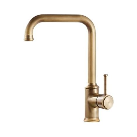Mitigeur cuisine bec haut pivotant 360 degrés – Fini laiton antique – Polyvalent adaptable sur lavabo – Couleur doré