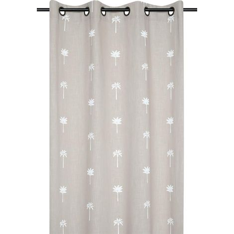 Rideau motifs palmier brodés Beige 140x260 cm (1/4)