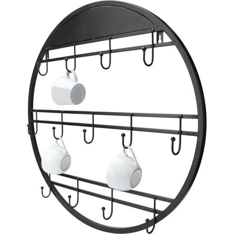 Porta tazze da caffè a parete, scaffale portaoggetti, gancio, organizer, accessori da cucina, rotondo -Crezuo