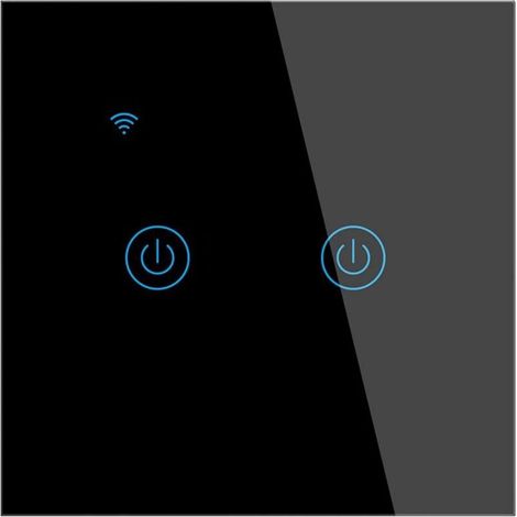 Smart Wireless Remote Control Touch Wall Switch, Supports Voice Control, Family Sharing Timer Function, Neutral Wire Required (Black, 2 Modules) (1/5)