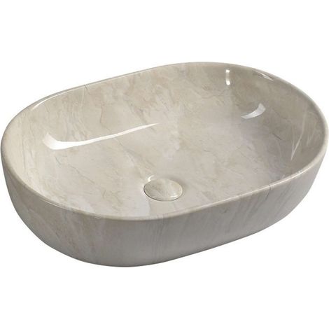 Sapho Dalma - Lavabo da appoggio, 59x42 cm, senza foro per miscelatore, marfil MM427