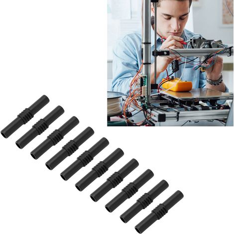 J.20009 Adaptateur banane femelle-femelle 4 mm, coupleur banane isolé pour court-circuit, vendu par paquets de 10, noir. (1/5)