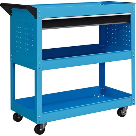 Carro de herramientas, diseño multinivel, estructura de acero resistente, color azul. (1/5)