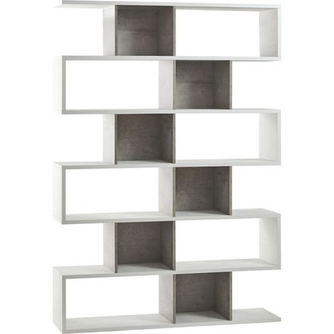 Estantería Modular 150L x 38P x h215 – Acabado Blanco Mate y Cemento – Sarmog