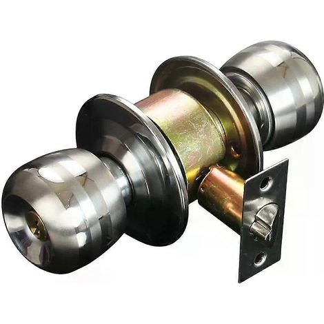 Poignées de porte rondes intérieures avec verrouillage pour chambre et salle de bain, en acier inoxydable, à bouton tournant (lot de 1). (1/4)