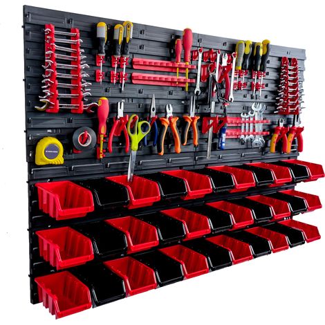 Panneau à outils d'atelier 115 x 78 cm + 33 plateaux (1/5)