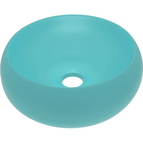 Lavandino Lusso Rotondo Verde Chiaro Opaco 40x15 cm in Ceramica vidaXL