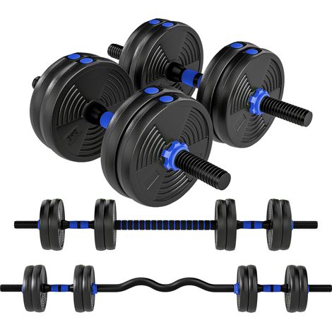Kit licols musculation réglables 15 kg 3 en 1, barre d'extension noir
