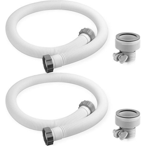 Set of 2 x 38mm pool hoses, for above-ground pools, 150cm, with 2 type B hose adapters, replacement hose for Intex pools, filter pump (1/5)