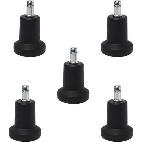 Ruedas Para Silla De Oficina - Tuerca 11 Mm - Base 50 Mm - Nylon Negro - Paquete De 5 Unidades (1/5)