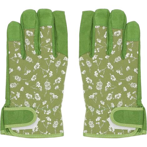 Gants de jardinage à imprimé fleuri en tissu - Vert - L 14,8 x H 22,6 cm - Livraison gratuite (1/4)