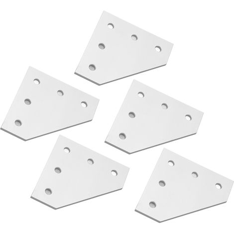 Équerre plate en aluminium 5 trous, lot de 5 pièces, plaque de réparation résistante à la compression, support industriel en forme de T (1/5)