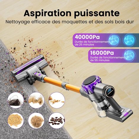 Balai aspirateur sans fil S3P, couleur or violet, nettoyage facile et puissant. (1/5)