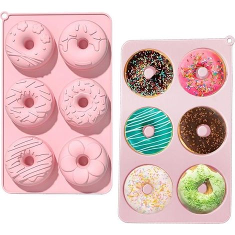 2 Silikon-Donutformen, Donutformen, Krapfenformen mit 6 Mulden, Silikon-Donutformen, antihaftbeschichtet (1/4)