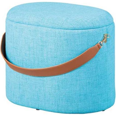 Pouf avec rangement 42x30x36 cm en tissu bleu turquoise - DILIA (1/5)