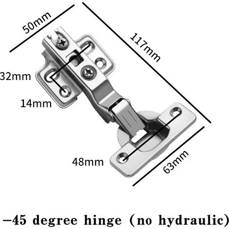 Charnière avec amortisseur hydraulique pour porte d'angle à fermeture douce (-45°C - Chine continentale) pour armoire, placard, penderie, porte pliante angulaire (1/5)
