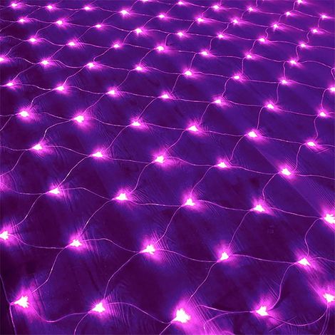 Guirlande filet 192 LED 3 x 2 m, 8 modes, étanche et dimmable, lumière violette pour intérieur et extérieur (1/5)
