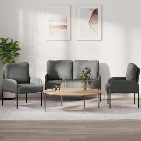 vidaXL Sofagarnituren 3 pcs Dunkelgrau 115 x 56 x 80 cm Sperrholz (1/5)