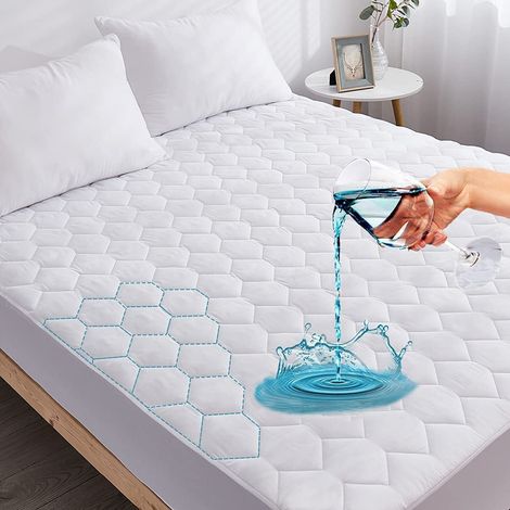 Matelas imperméable, grand matelas matelassé, doux et respirant (Queen blanc1 152203+46) (1/3)