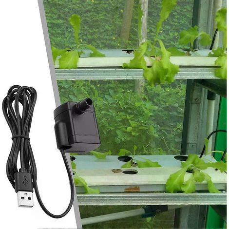 Pompe à eau submersible USB 180 L/h, moteur sans balais, petite pompe à eau, hauteur de refoulement de 15 m, silencieuse, pour aquarium hydroponique et fontaine - JXLGV (1/5)