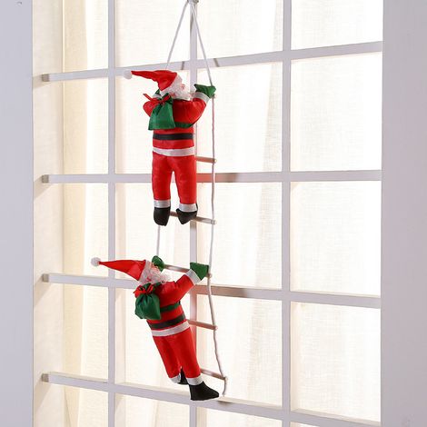 Décoration Noël Originale Père Noël Peluche Échelle Sapin Créatif Fêtes Fin d'Année 40cm Idée Cadeau (1/4)