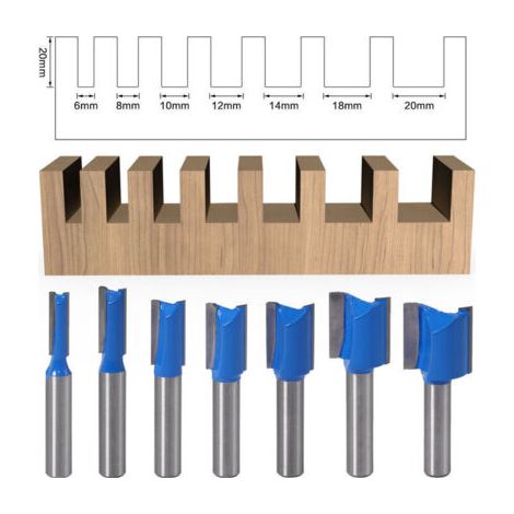 HOXILEELEO - Ensemble de 7 embouts de nettoyage de 8 mm, fraises à bois de diamètre 6/8/10/12/14/18/20 mm, bleu (1/5)