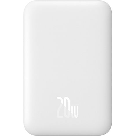 Power bank magnetico Airpow da 6000 mAh e 20 W con cavo USB-C Baseus Simple - USB-C 30 cm - Bianco (1/4)