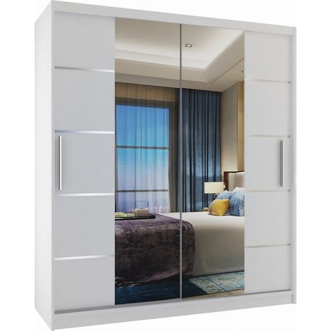 Schiebeschrank Belini 133 cm Mit Schubladen mit Spiegel weiß glänzend Hersteller (1/3)