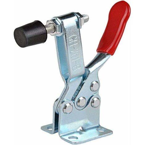 GH-201-B 4er Set Vertikale Kniehebelspanner mit Horizontalem Fuß 90 kg Haltekraft für Schwerlast Holz Metall Schweißen Werkbank Befestigung (1/3)