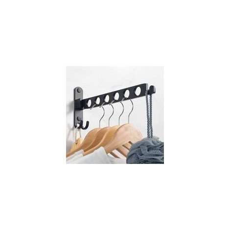 Étendoir Mural, Cintre Mural Support de Séchage, Rotation 90° Porte-vêtements Pliable Mural, pour Balcon, Salle Bains, Hôtel (1/5)