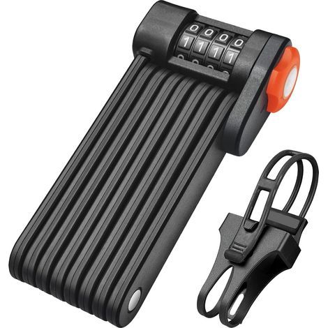 Candado plegable para bicicleta con soporte, candado de combinación de 4 dígitos para bicicletas, acero endurecido, 85 cm de longitud. (1/4)