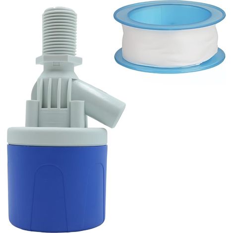 Robinet flotteur automatique pour réservoir d'eau 1/2" - Valve de régulation du niveau d'eau réglable avec sortie coudée à 45° - Pour bassins à poissons et piscines - Systèmes d'irrigation (1/5)