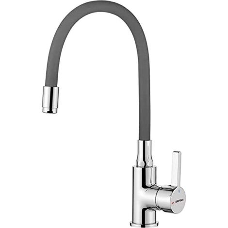 GRIFEMA GRIFERÍA DE COCINA-G4002-9 Rubinetto da Cucina Grigio con Beccuccio Universale Girevole, Miscelatore per Cucina (G3/8 Pollici), Cromo (1/5)