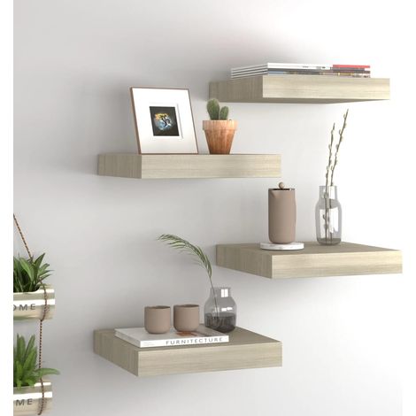 Floating Wall Shelves 4 pcs Oak 23x23.5x3.8 cm MDF vidaXL