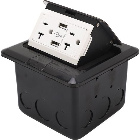 Prise de sol/table double USB 20 A à sortie lente, boîtier encastré haut, en acier inoxydable noir, norme américaine + 125 V CA (1/5)