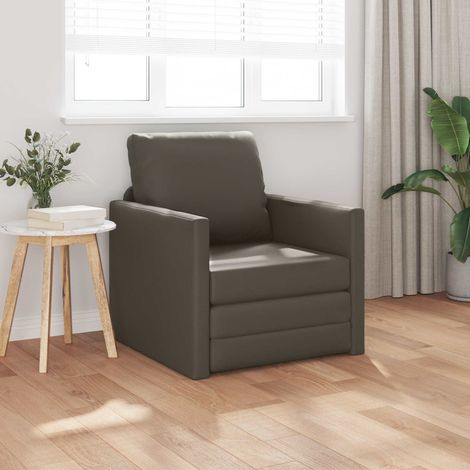 Canapé-lit convertible gris 60 cm en simili cuir, cadre métal et contreplaqué - PANGIVO (1/5)