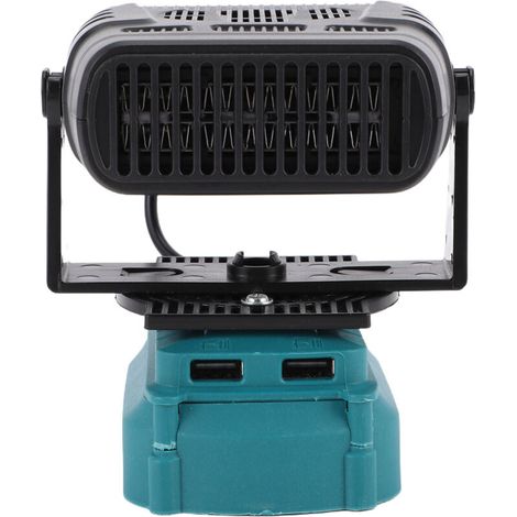 Crezuo BL1850 Lithium-Ionen-Akku-kompatibler Konstanttemperatur-Zusatzlüfter. 200-W-Tragbarer Ventilator mit zwei USB-Anschlüssen und zwei Temperaturstufen.