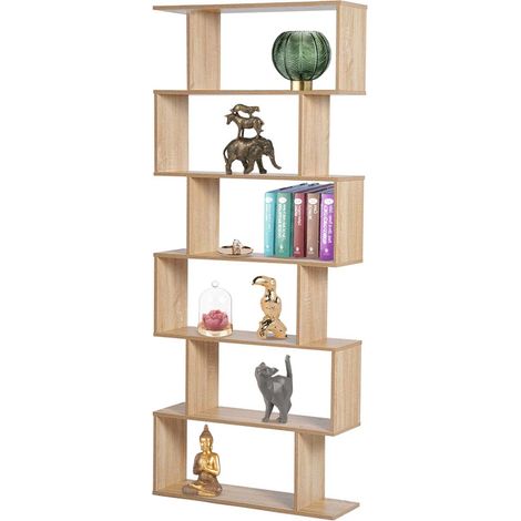 Libreria Design Moderna Scaffale 6 Ripiani 190x80x24cm Casa Ufficio Beige (1/5)