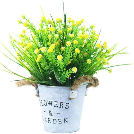 Pot de fleurs artificiel jaune en gypsophile pour la décoration intérieure de la maison et du bureau (1/5)